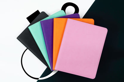 Intentus Organiser A4 PU Leather-Like Folder with Ruled Refill Pad - Royal Mess Purple