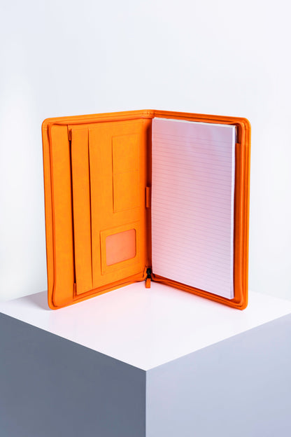 Intentus Organiser A4 PU Leather-Like Folder with Ruled Refill Pad - Burned Out Orange